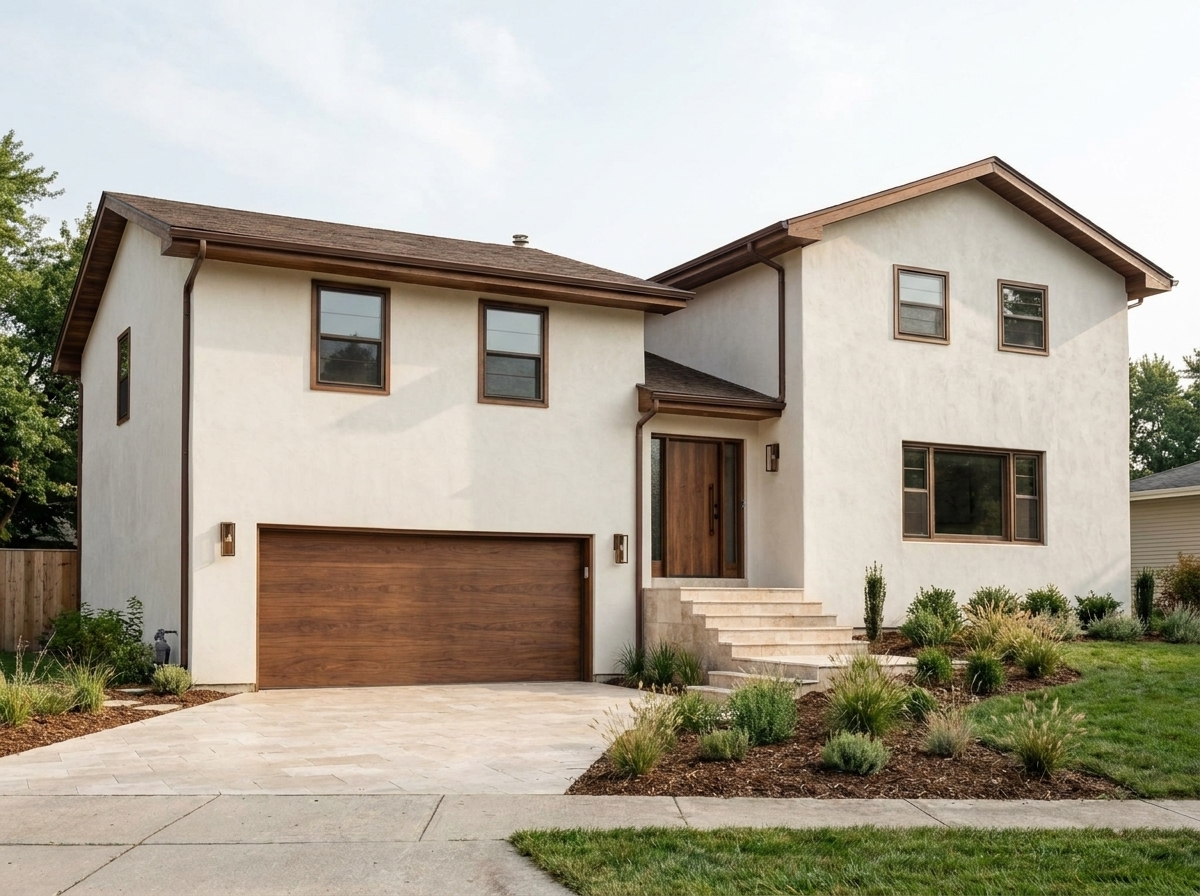 Modernize a split-level house exterior